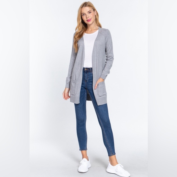 ACTIVE BASIC Open Front Long Sleeve Cardigan - Picture 4 of 4